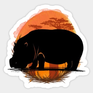 Hippo silhouette - savannah Sticker